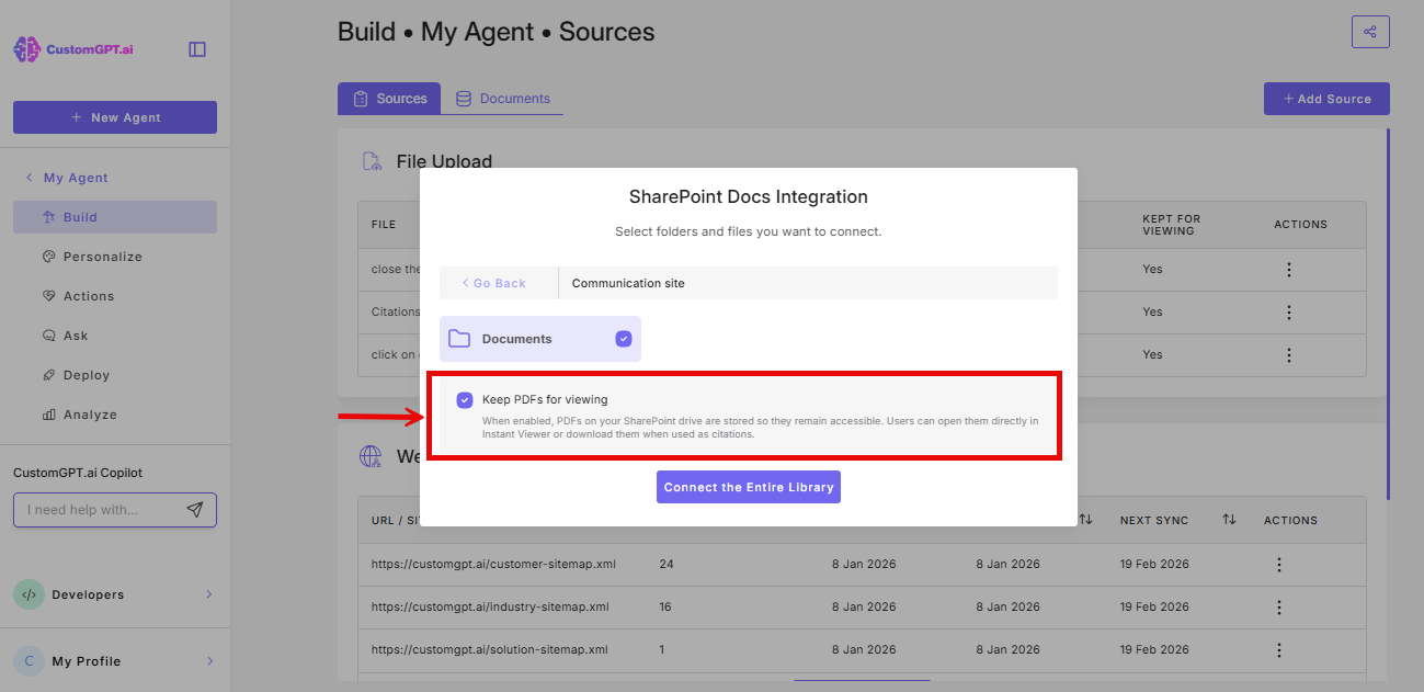 Button to select keep pdfs for viewing action