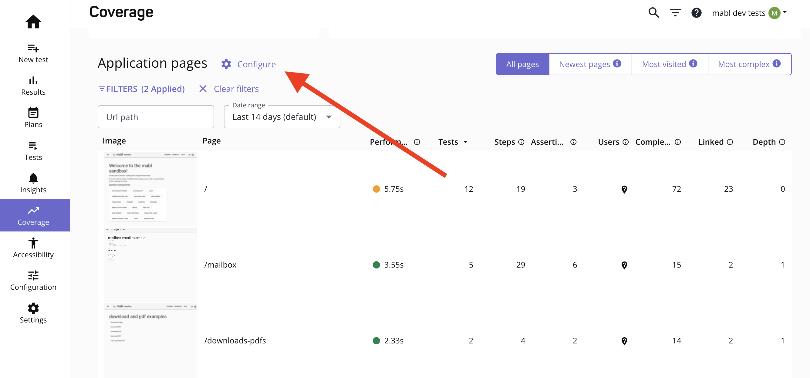 Manually configuring page groups