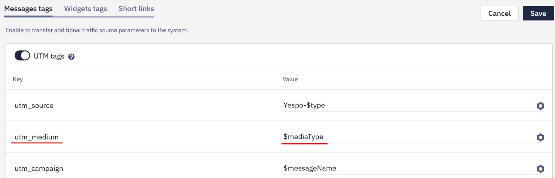 UTM medium field with mediaType variable for automatic channel labeling