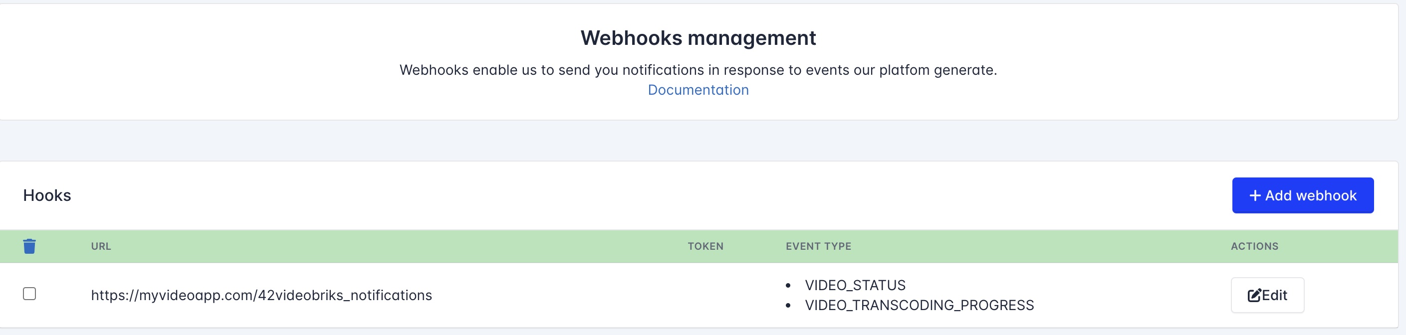 Webhooks management