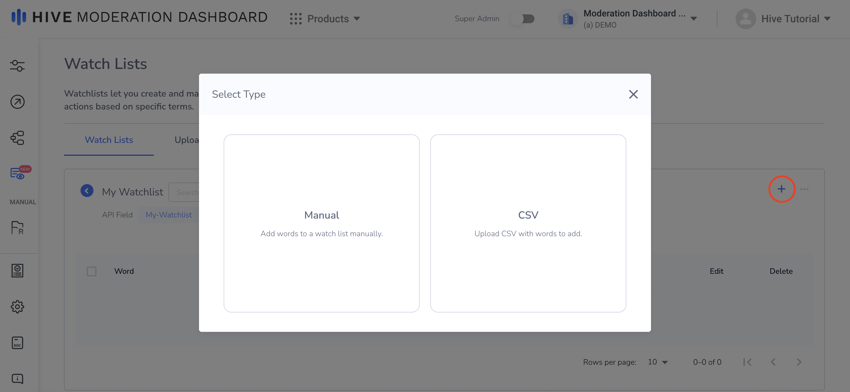 Manual or CSV Upload