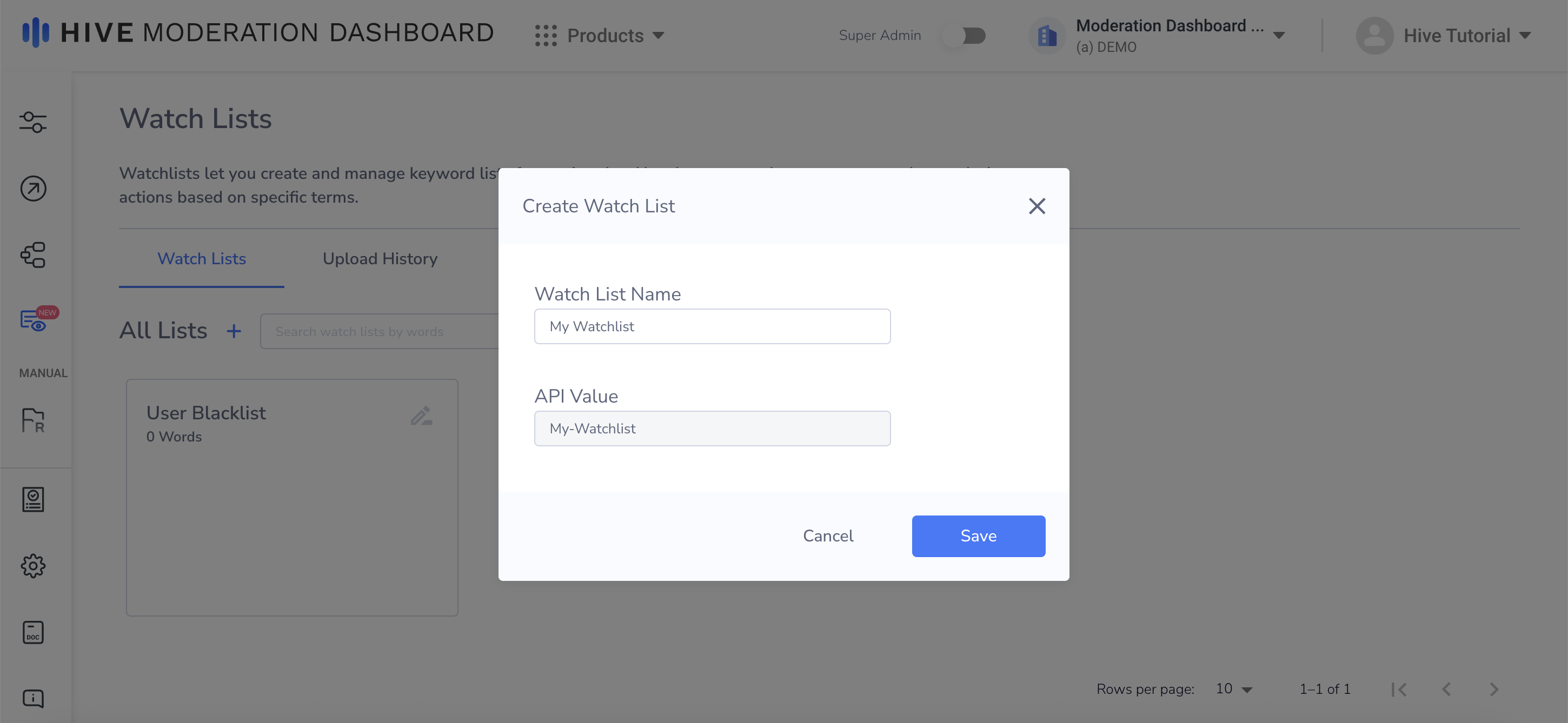 Create Watchlist