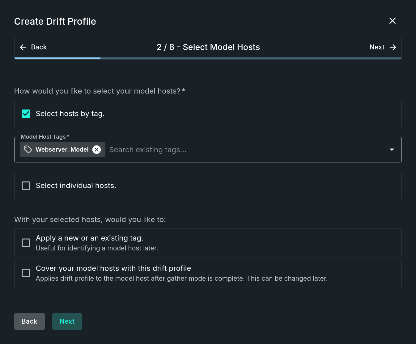 Select Model Hosts Step