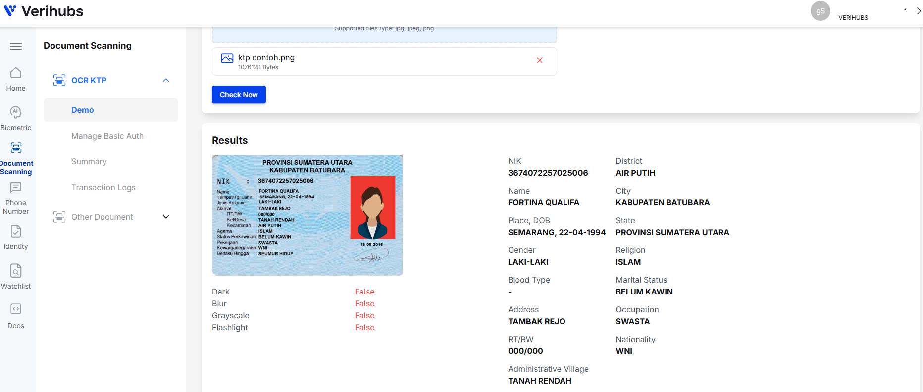 Demo OCR KTP Result