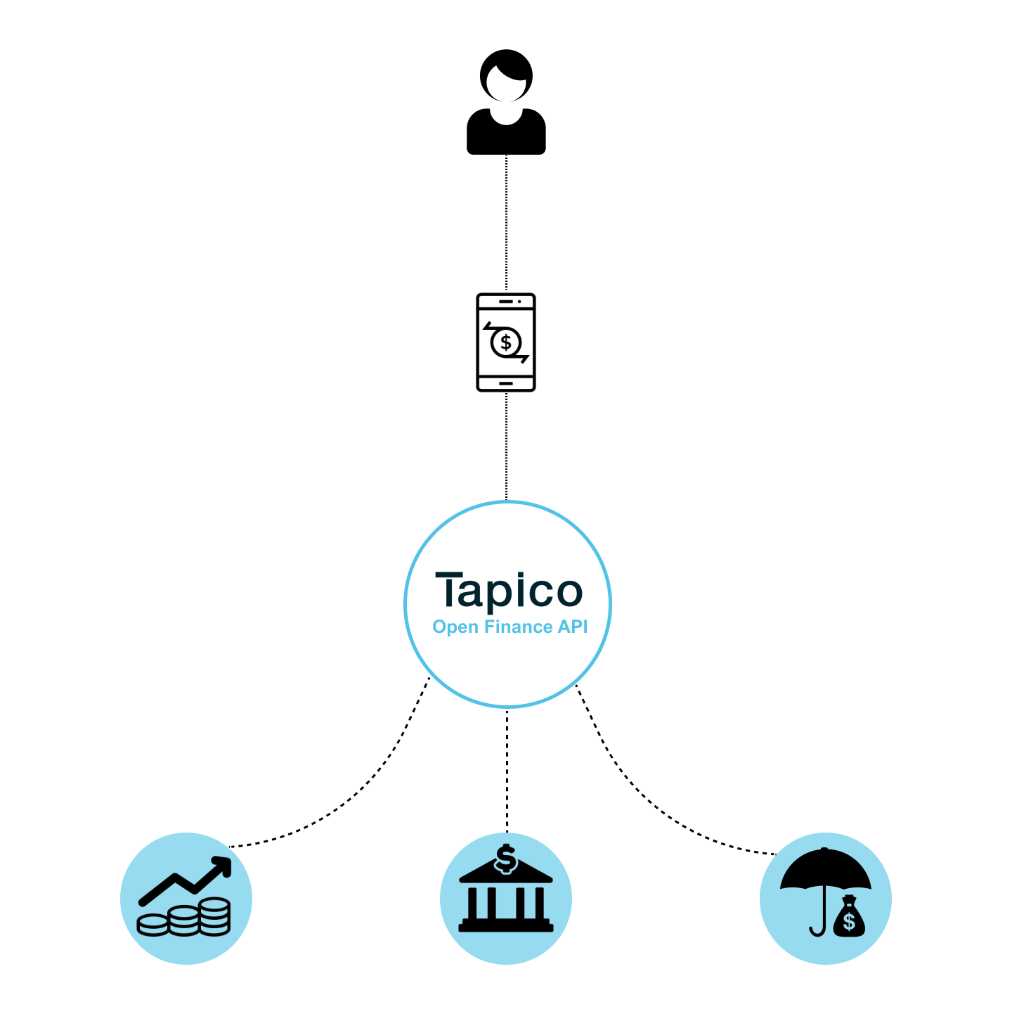 Tapico's Open Finance API is the single integration point for your Application for Wealth & Banking data.