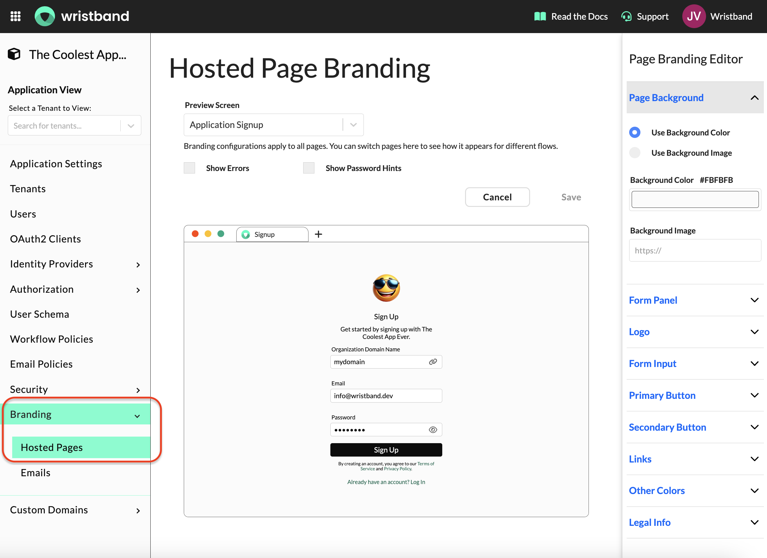 Hosted Page Branding