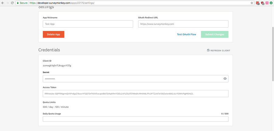 SurveyMonkey Access Token Location