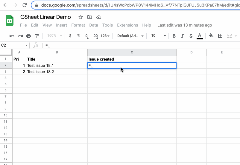 Creating new Linear issues from Google Sheets