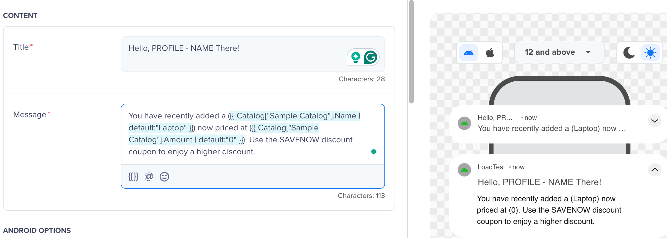 Catalog Reference using Liquid Tags