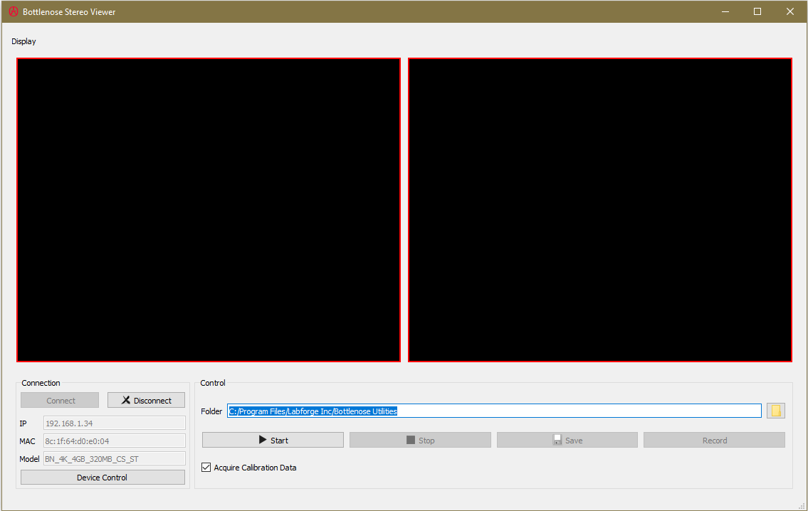 Bottlenose Stereo Viewer connected to a Bottlenose camera.