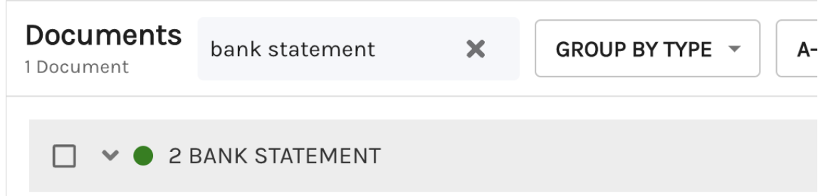 The Ocrolus search bar allows a lender to search for keywords appearing on the documents. A **Bank Statement** search displays all bank statements in the book.