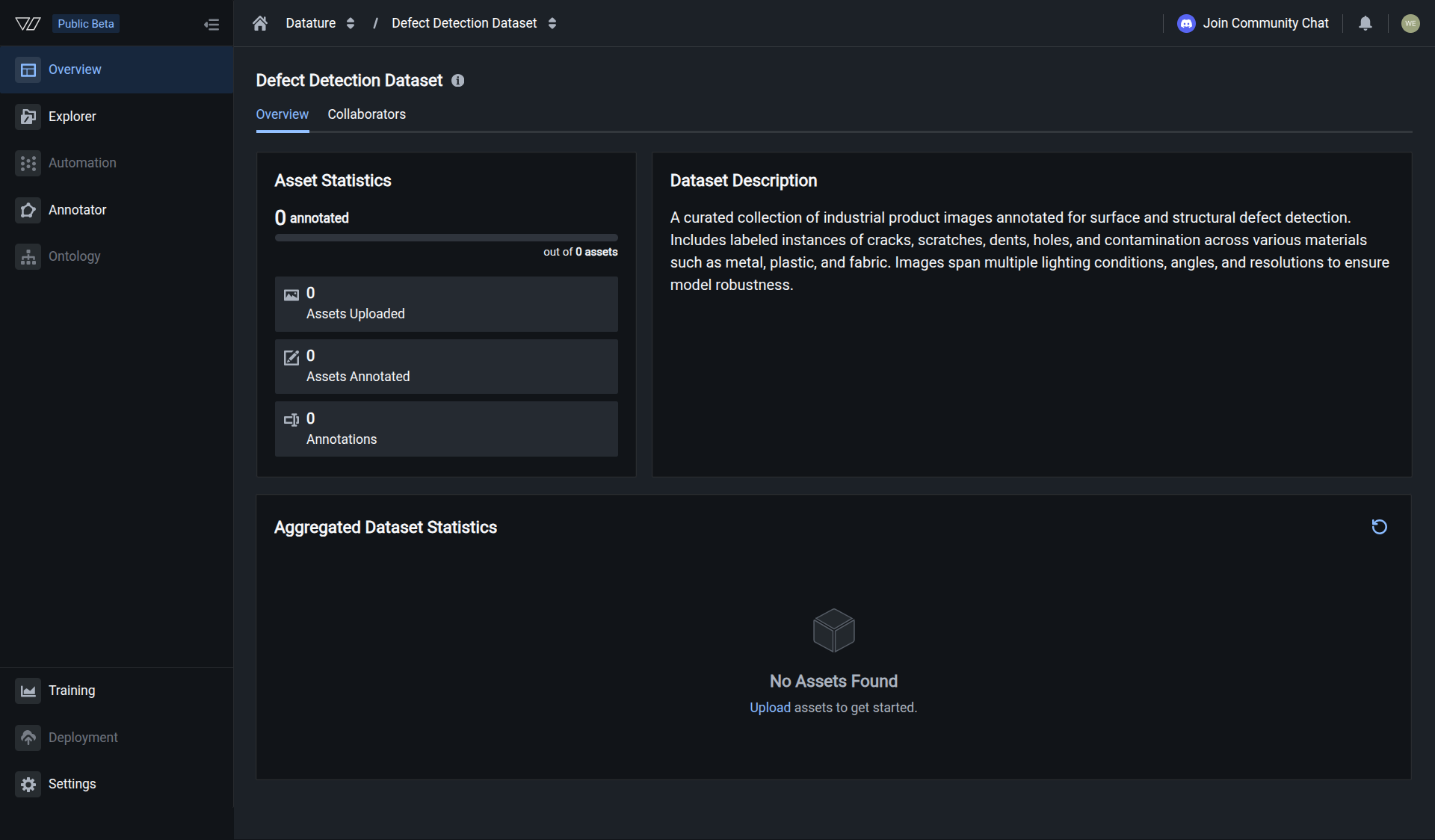 Open your dataset's Explorer tab