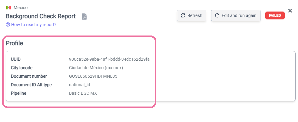 Seção de Informações do Perfil