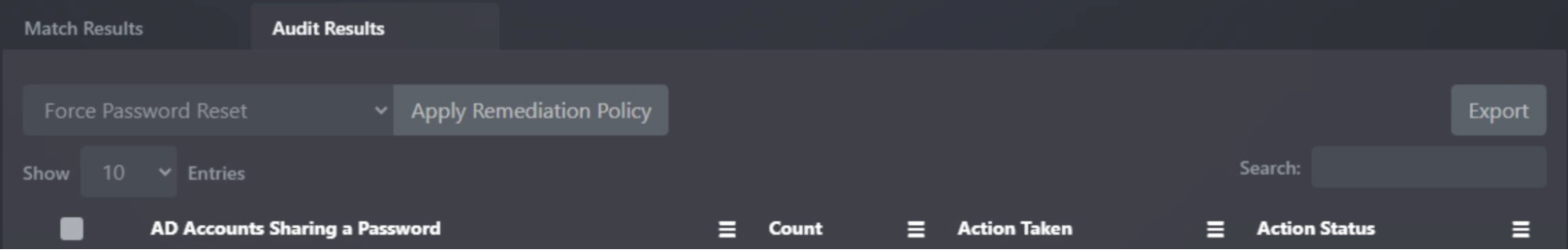 Audit Results Screen