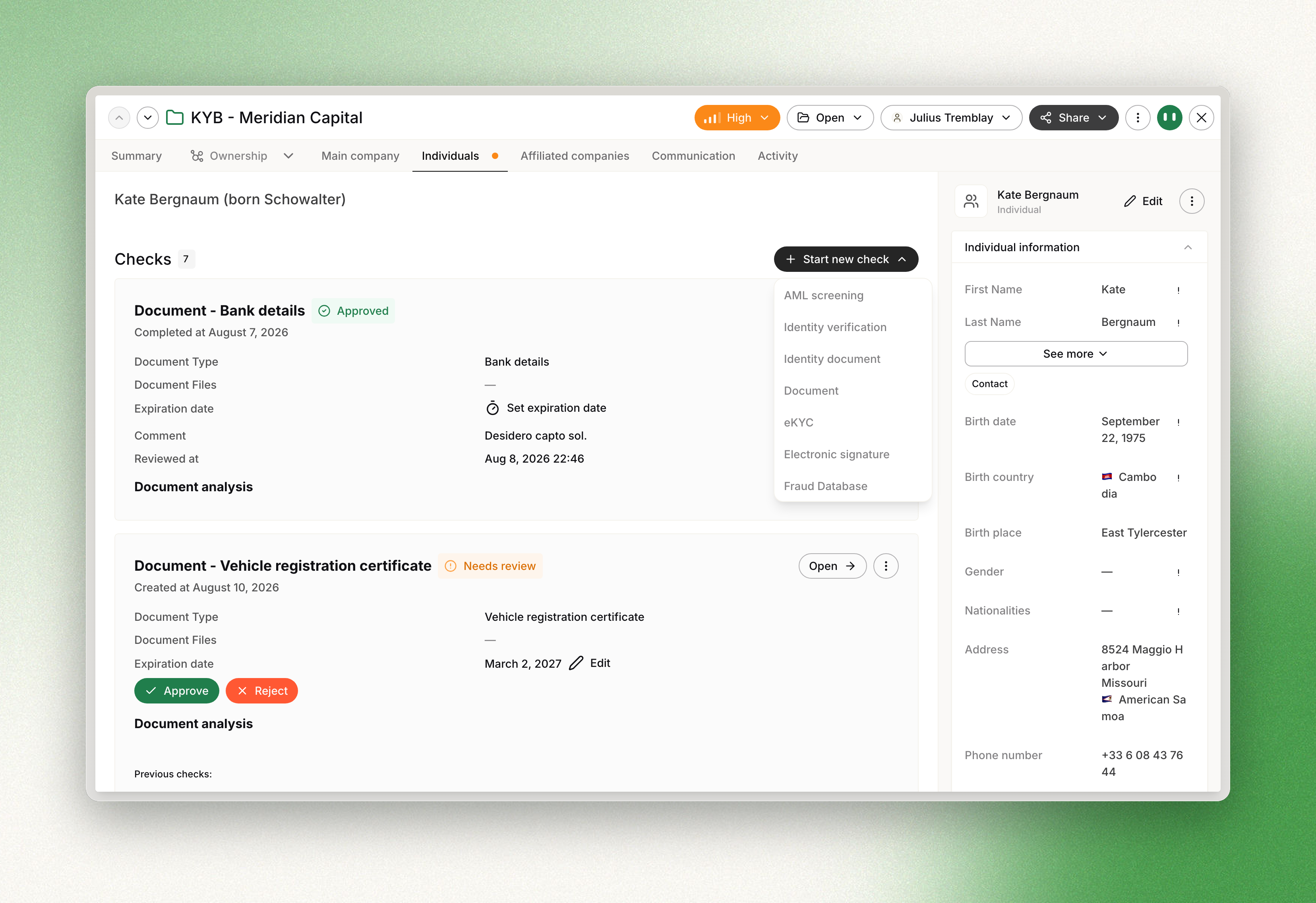 Create an Identity document check from the console