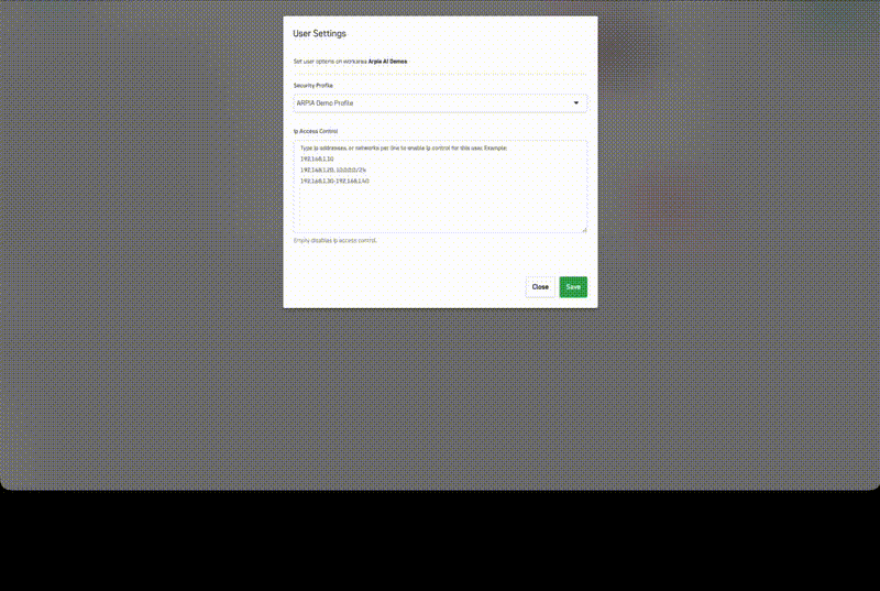 Changing Security Profile on an existing user