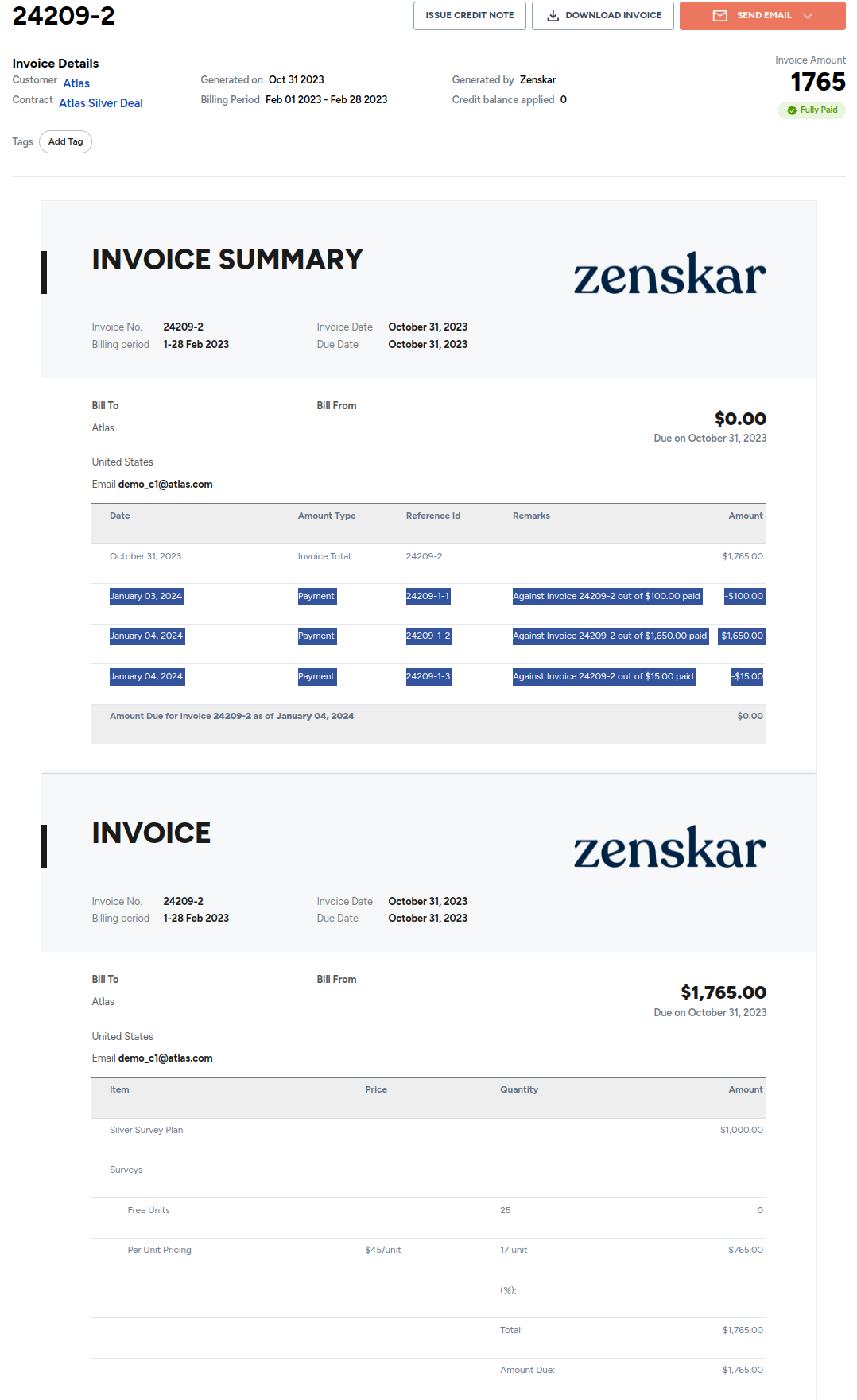 Fig. 4: Multiple partial payments amounting to the total invoice amount made against an approved invoice
