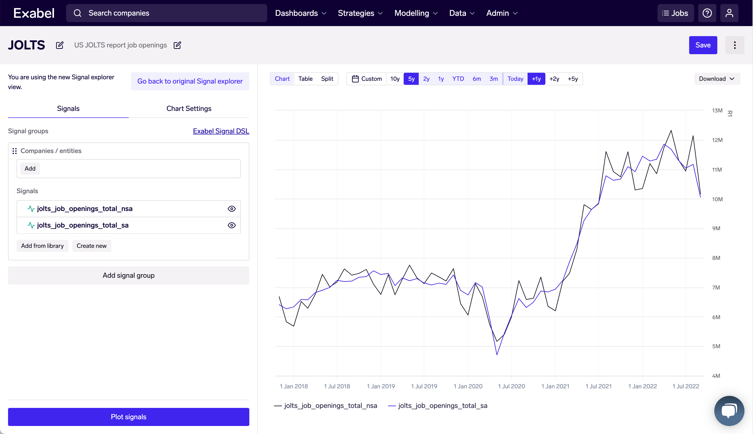 Revamped charting experience in Signal Explorer
