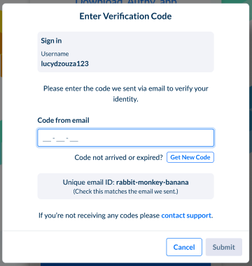 Example Verification Challenge in Modulr Portal