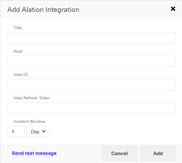 The Add Alation Integration modal