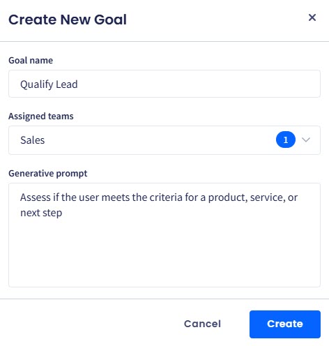 Screenshot of the Create New Goal dialog box