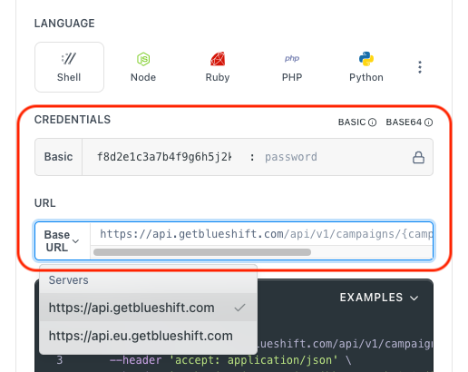 API - Select Region