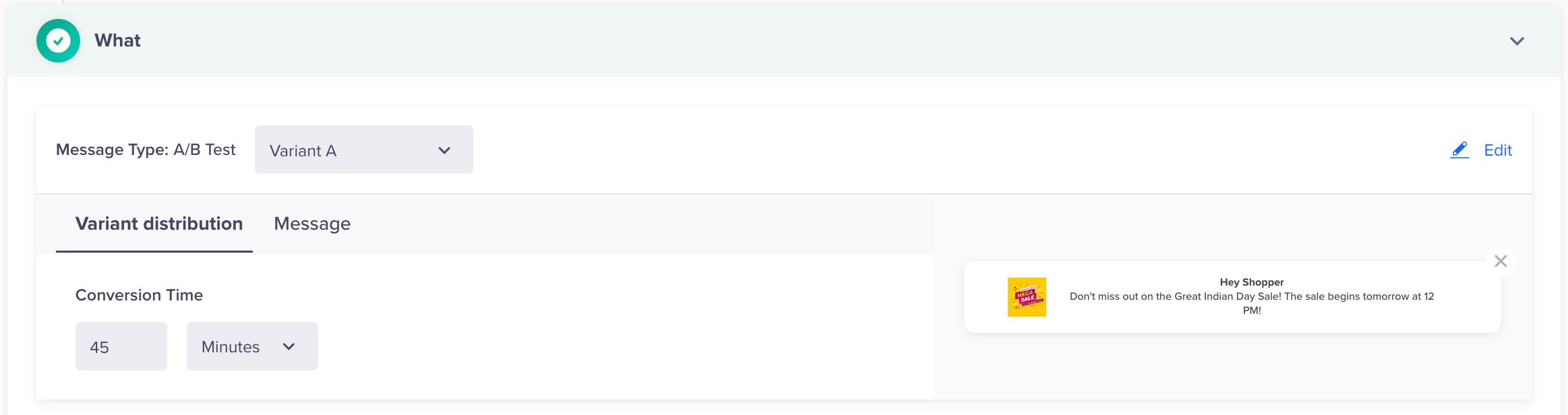 A/B Test Variant Distribution