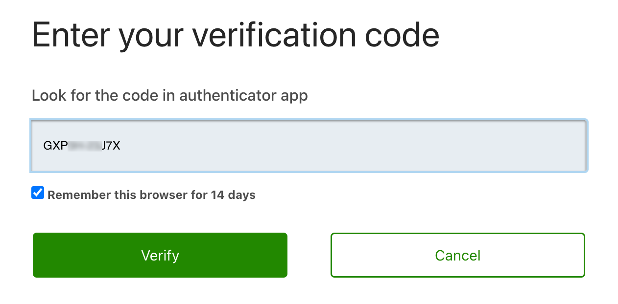 Enter your verification code pop-up