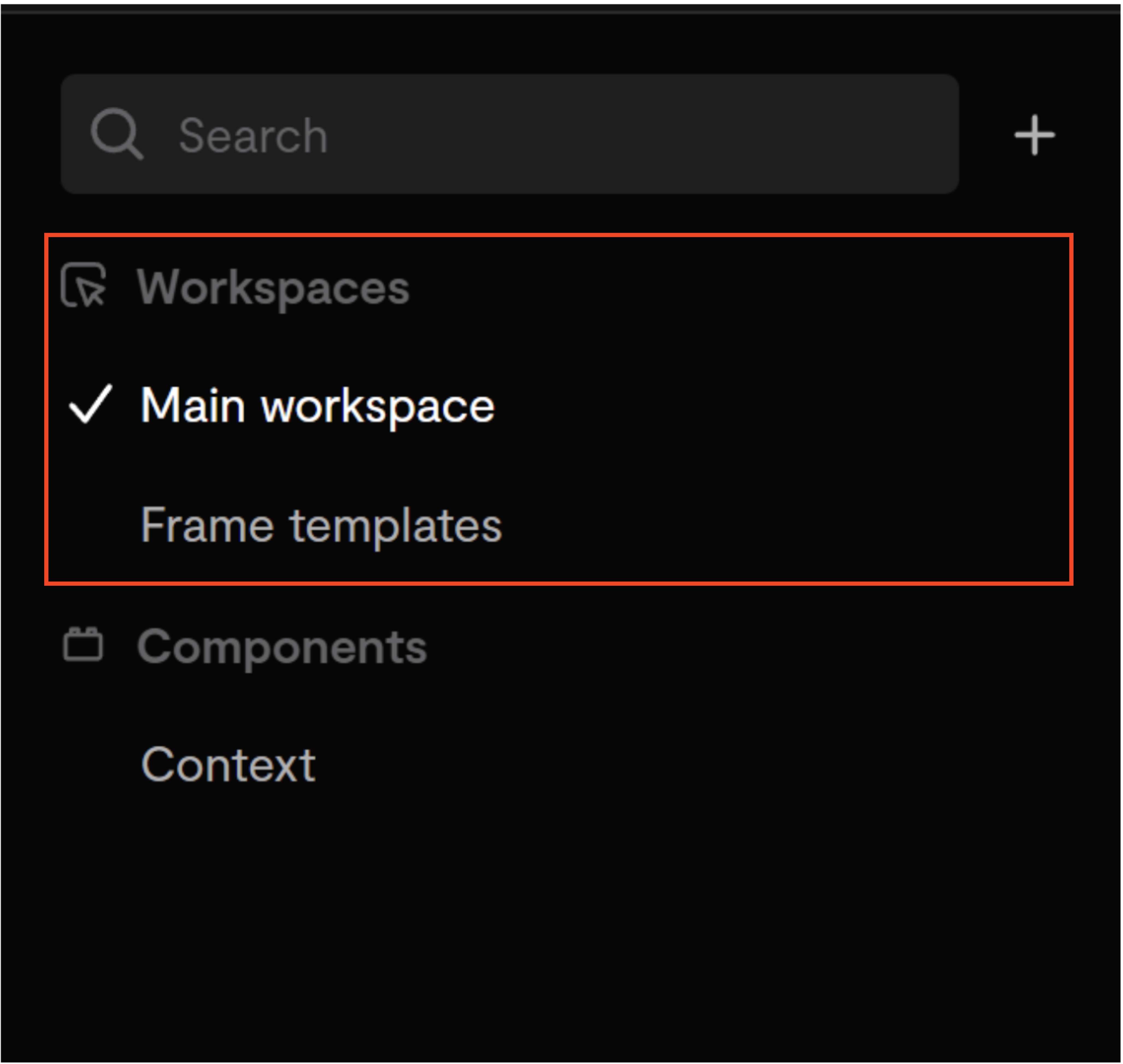 Workspaces with "Main Workspace" active