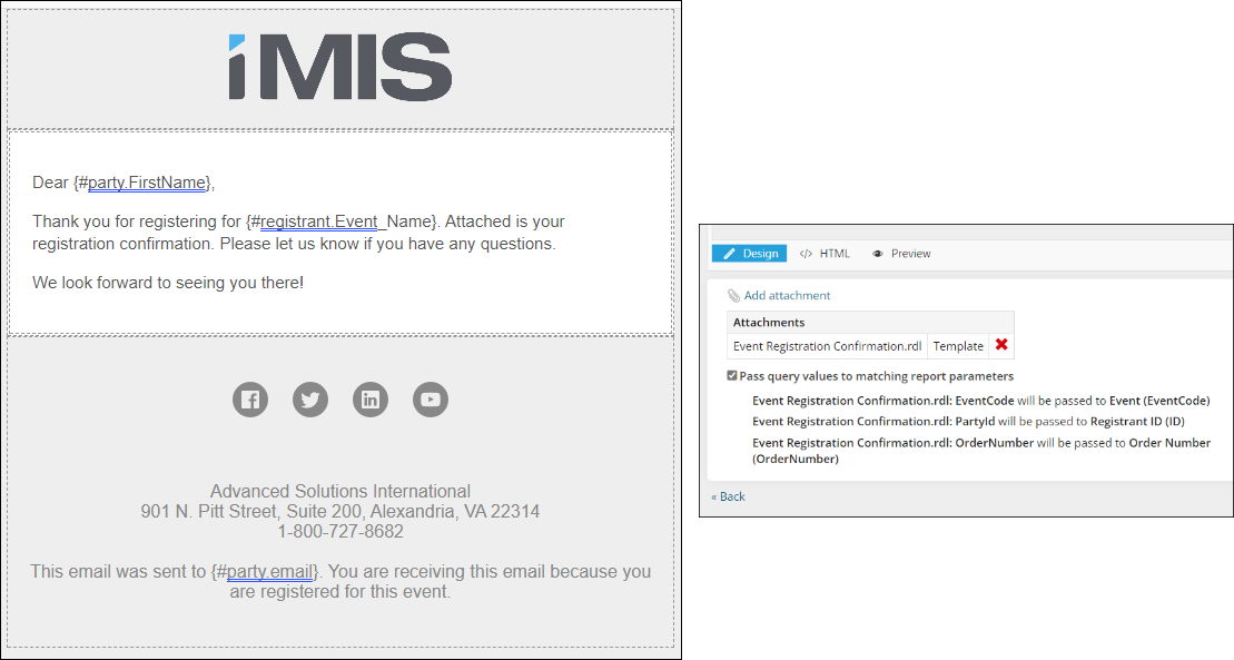 Sample event confirmation with report.