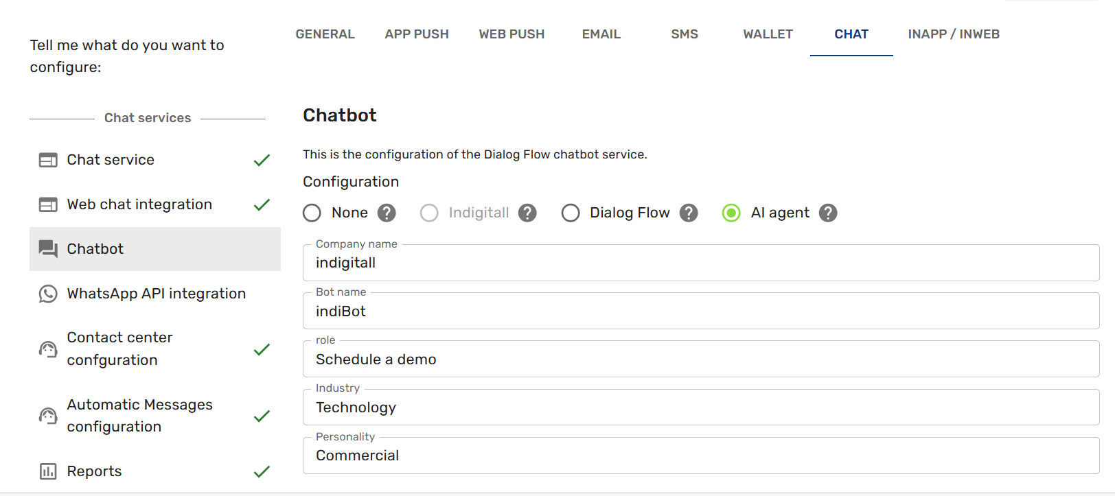 AI Agent configuration