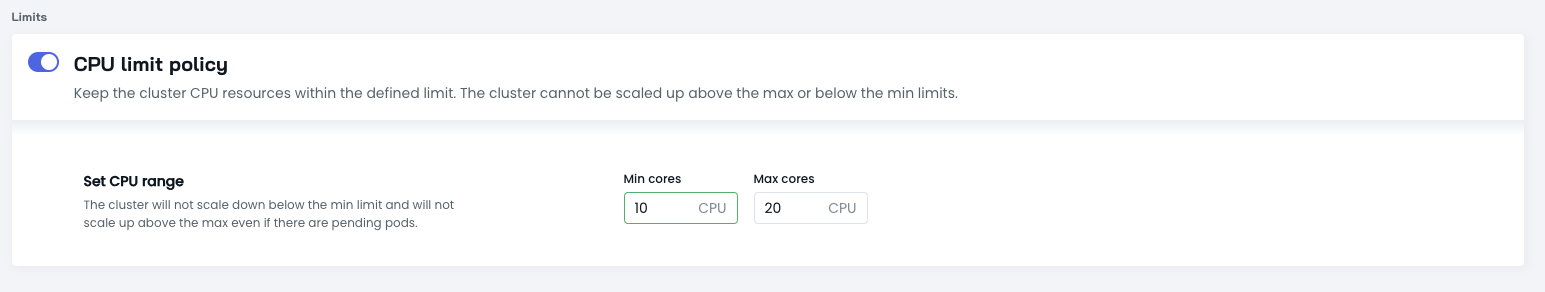 CPU limit policy