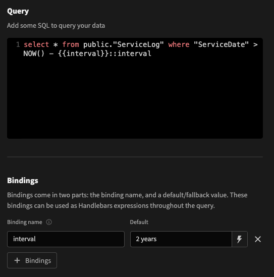 Text binding input must be cast to Postgres interval