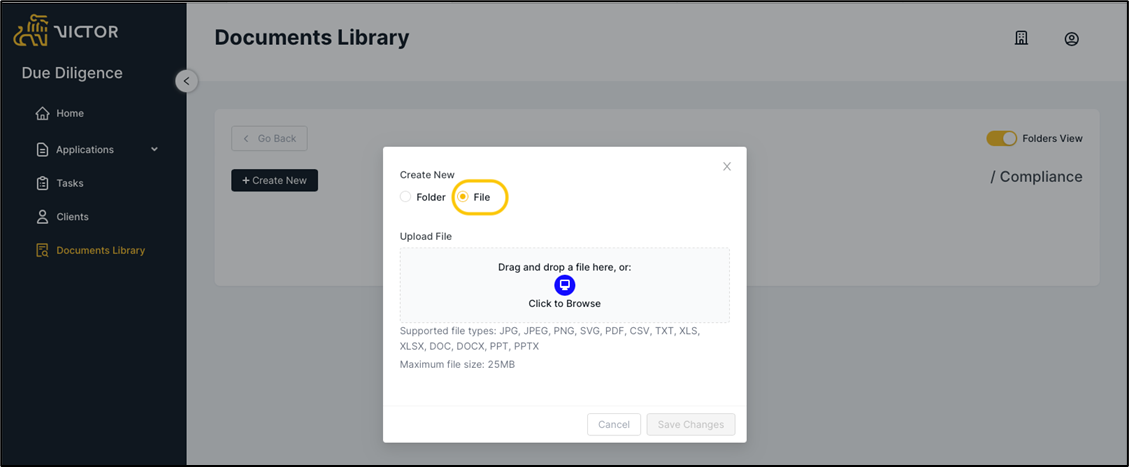 Figure 13.  File or Folder Creation Modal