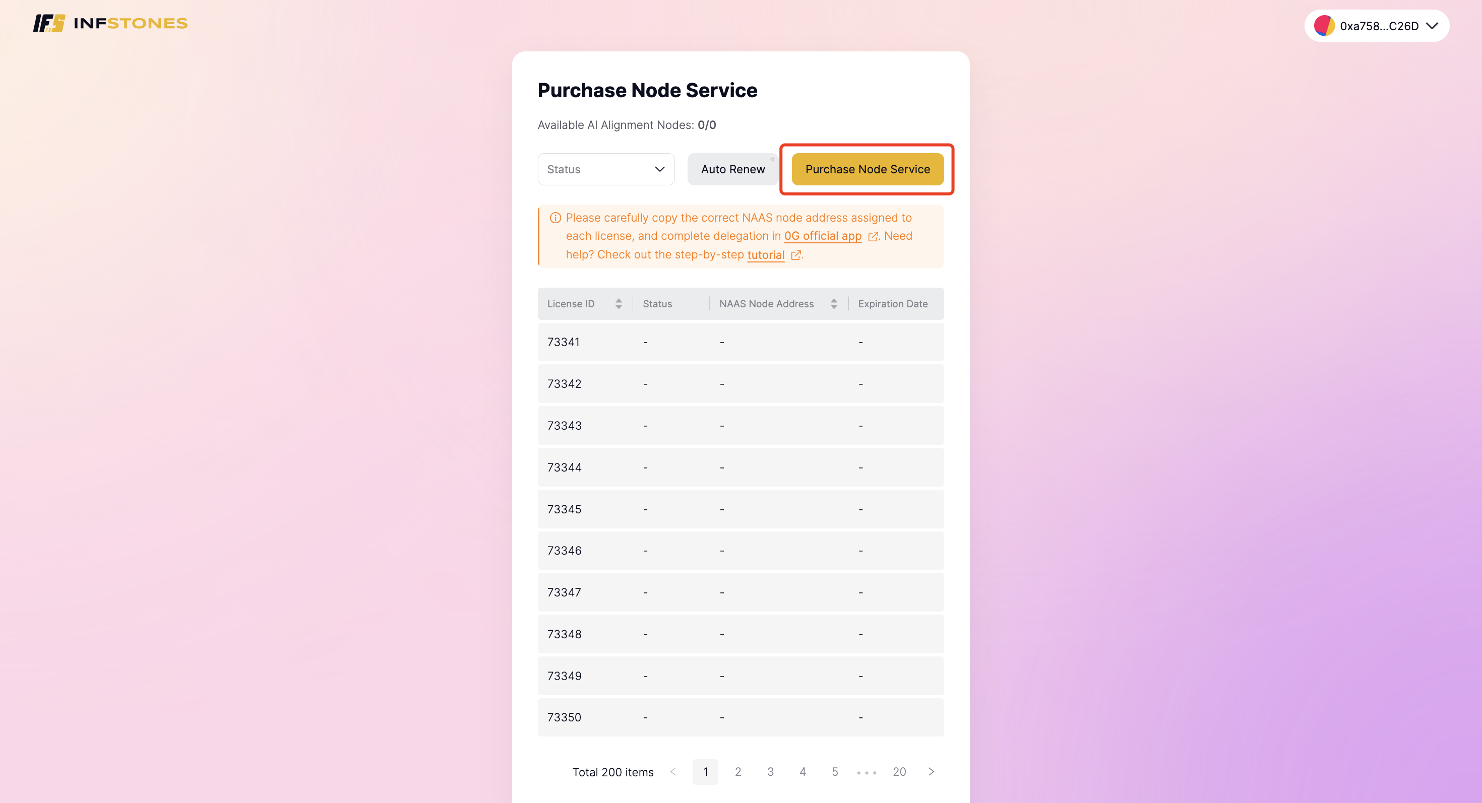 Purchase Node Service
