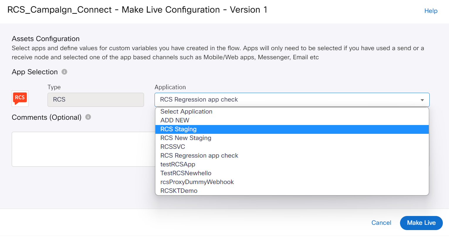 Step 1: Creating an RCS flow in Webex Connect