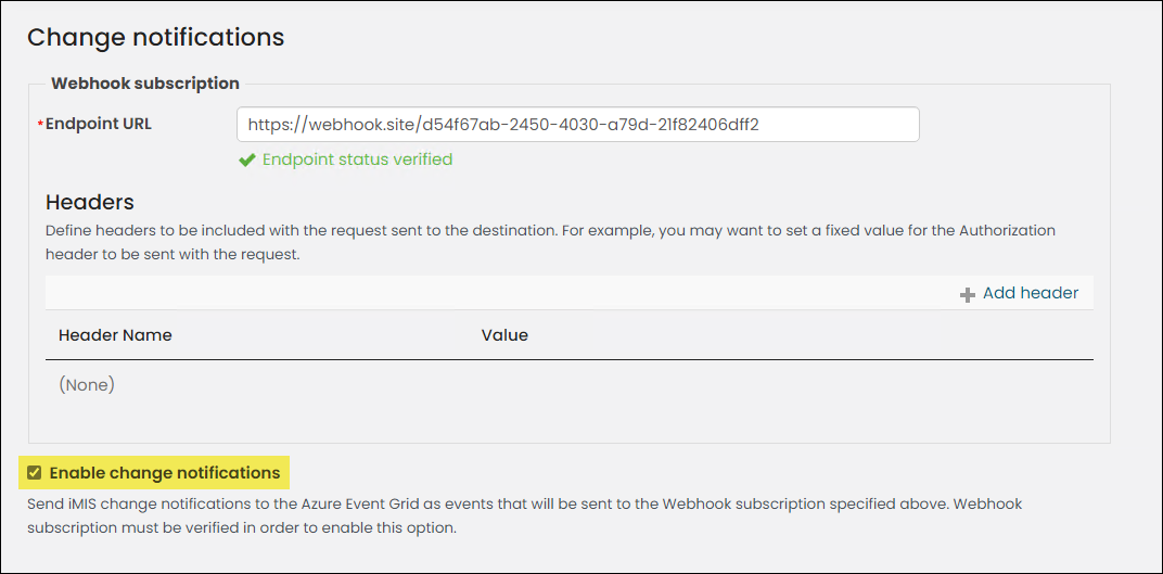 Enabling change notifications