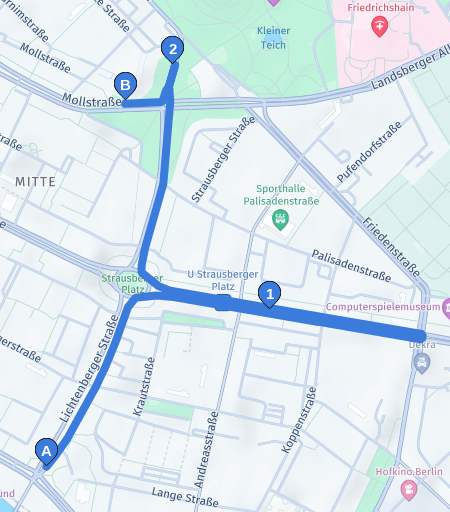 Route with multiple via waypoints