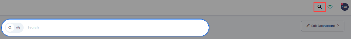 Screenshot of the search bar