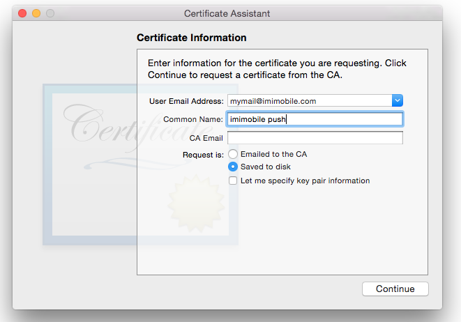 Create certificate