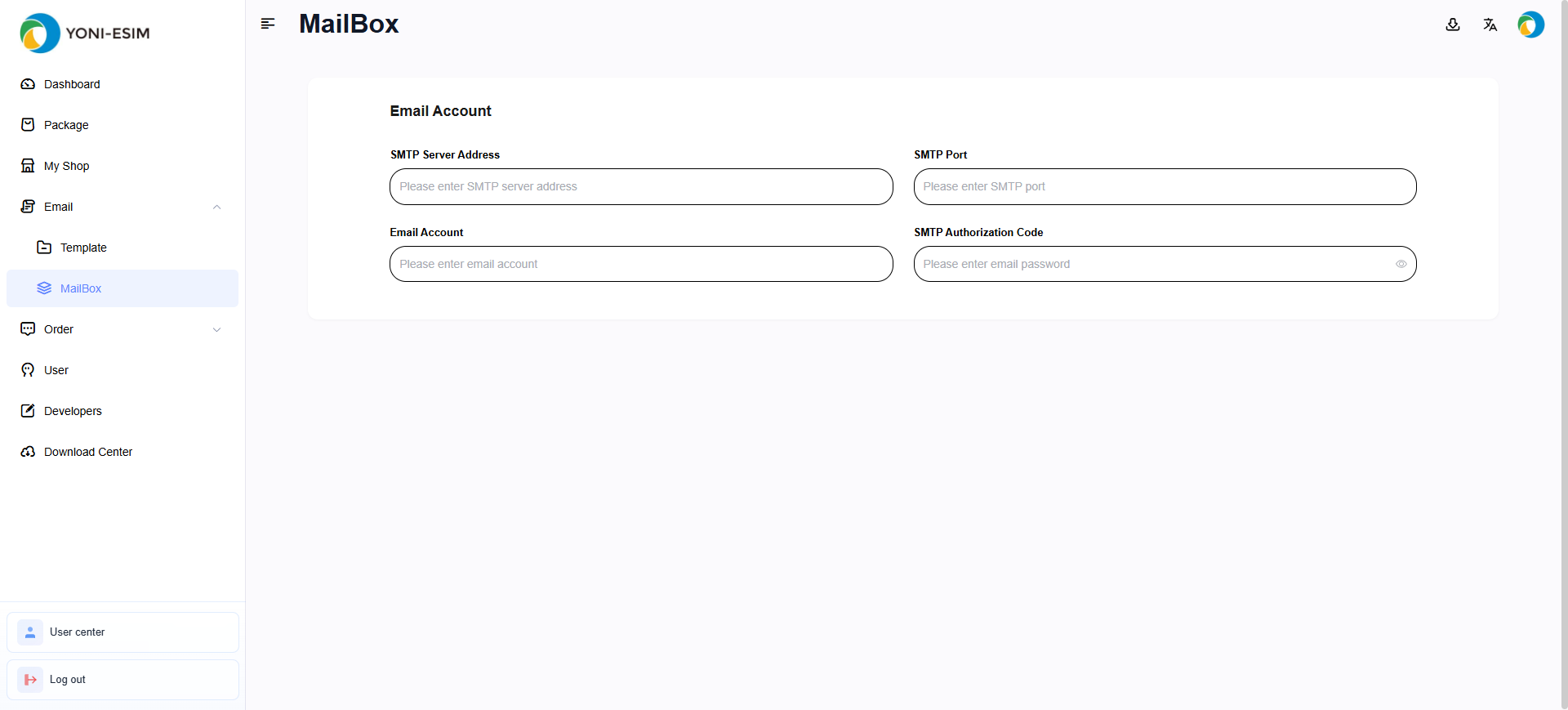 Email settings