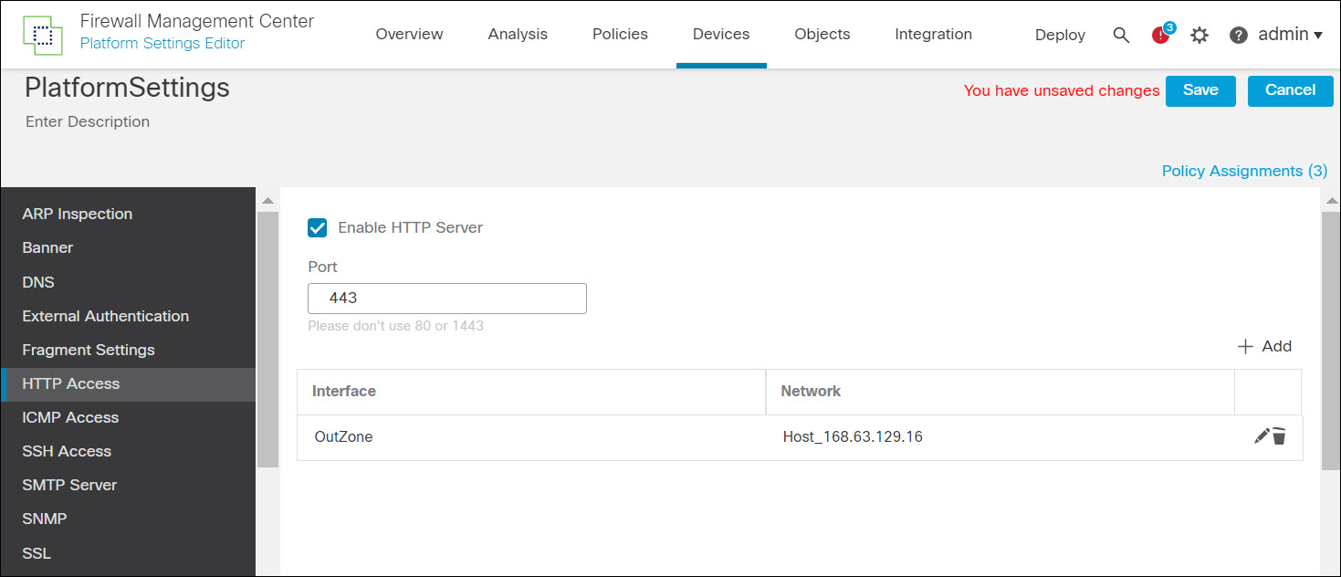 **Figure 11.** Platform settings