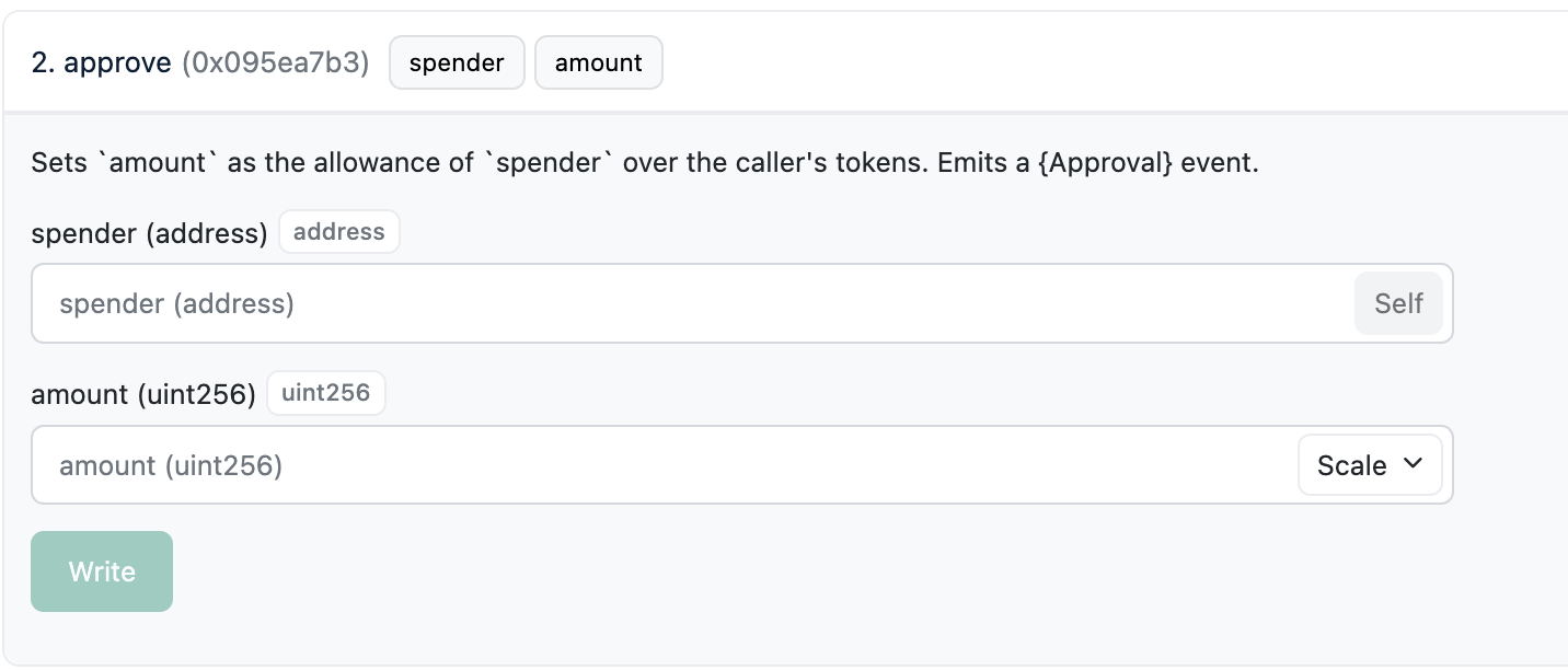 HyperEVM Scan approval form for approving the SPCX wrapped token contract as spender