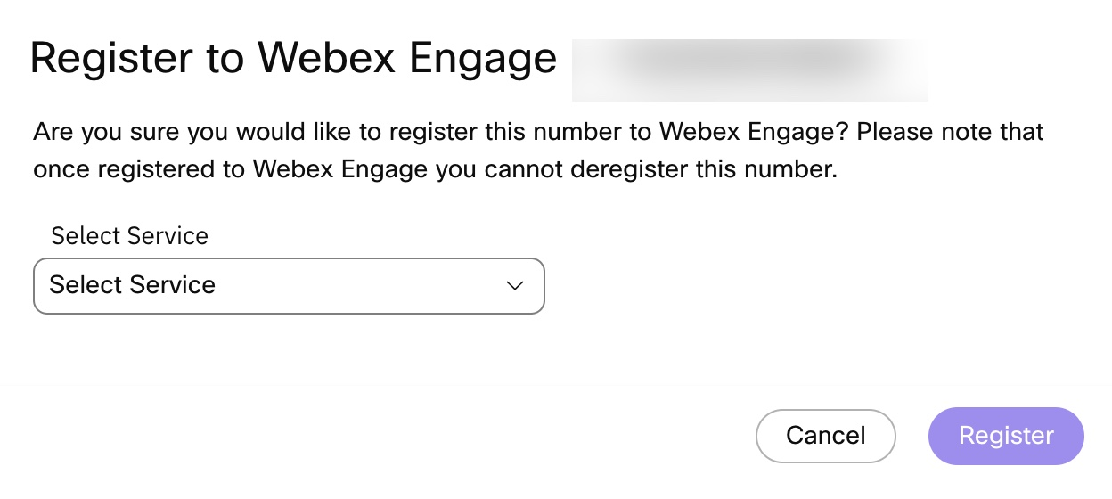 Screenshot of Register to Webex Engage