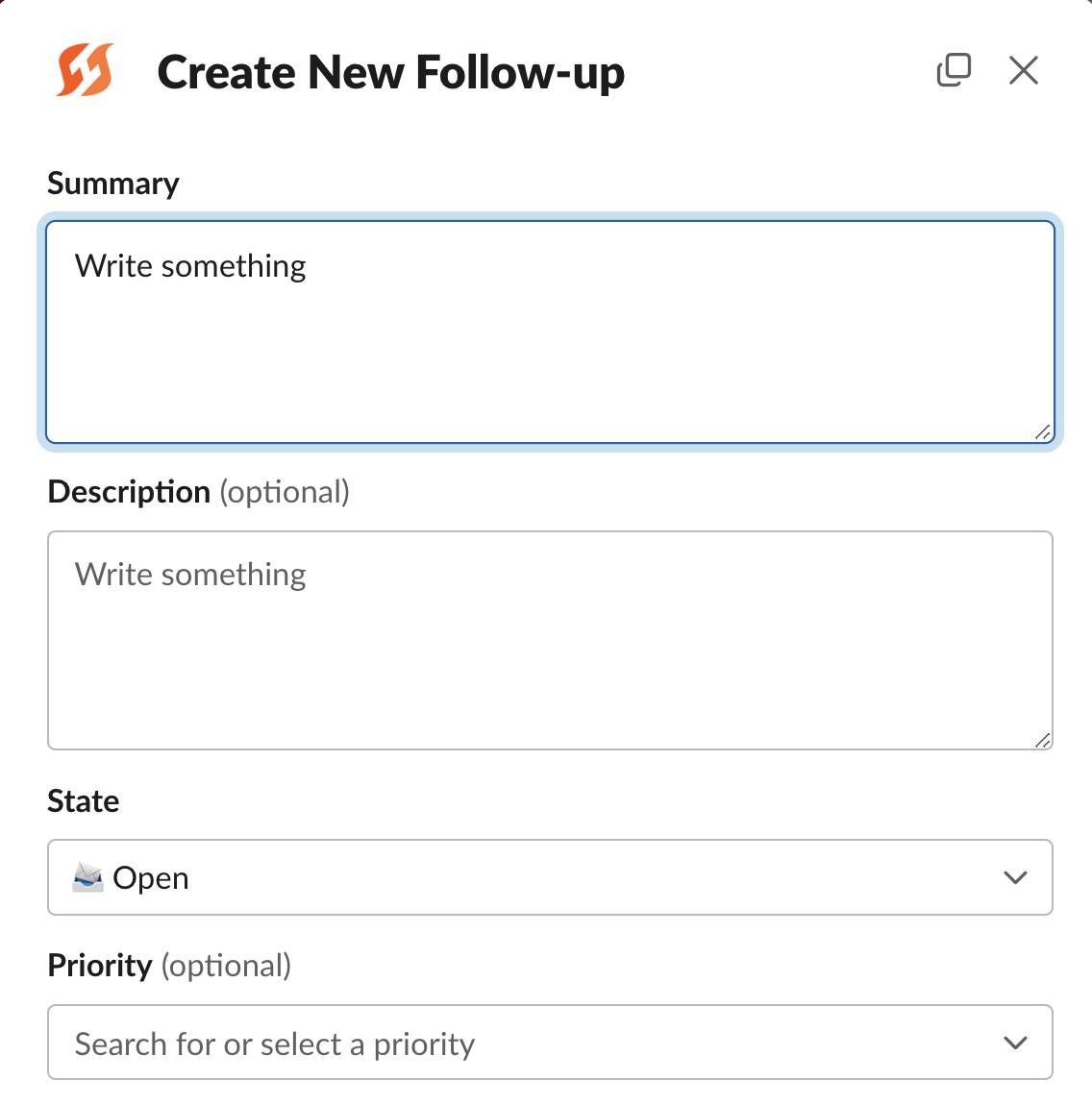 Follow-up modal in Slack