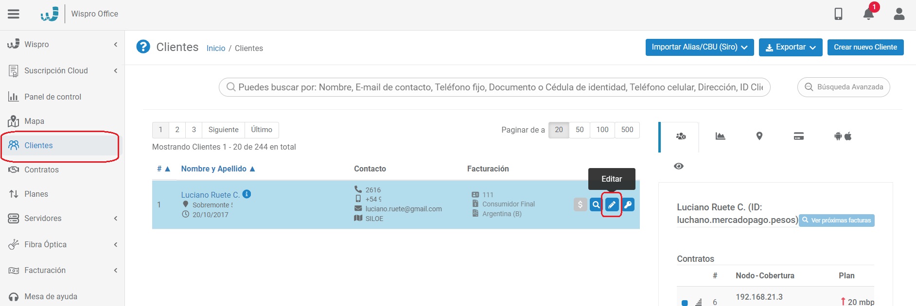 Configuraciones del cliente