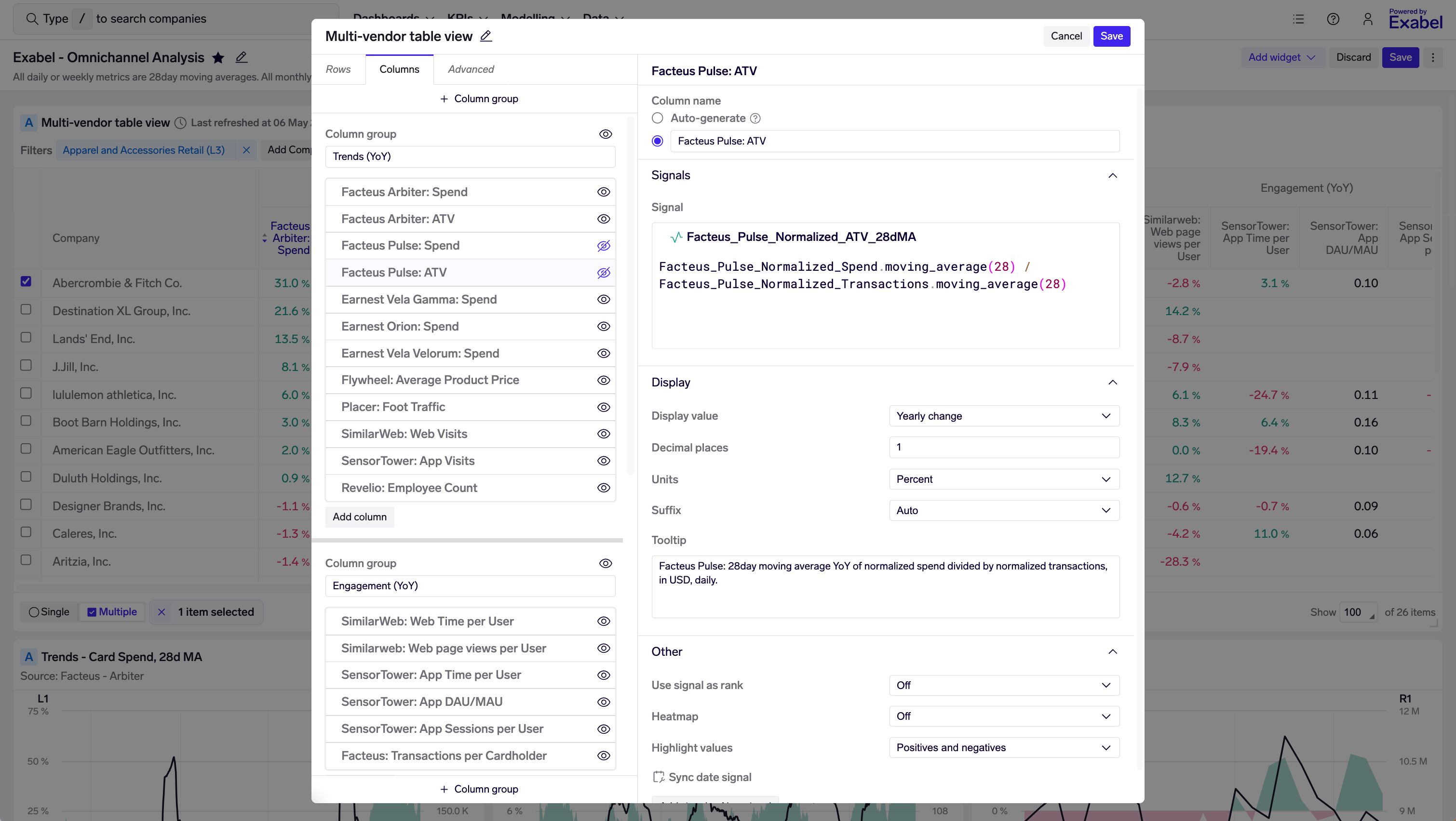 New dashboard table editor