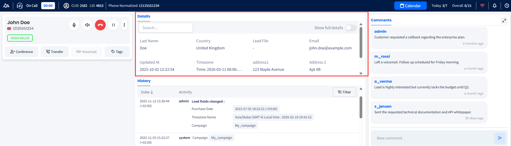 Screenshot of the Details section