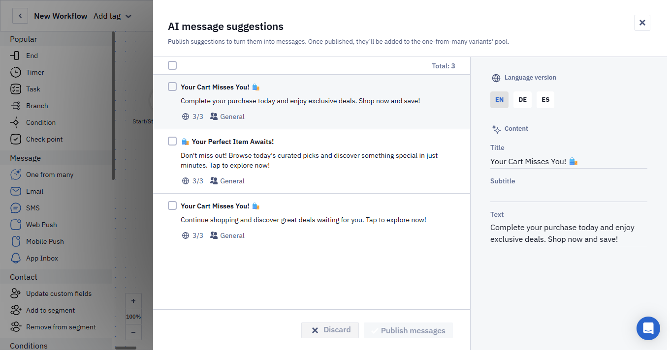 Generate Mobile Push Messages