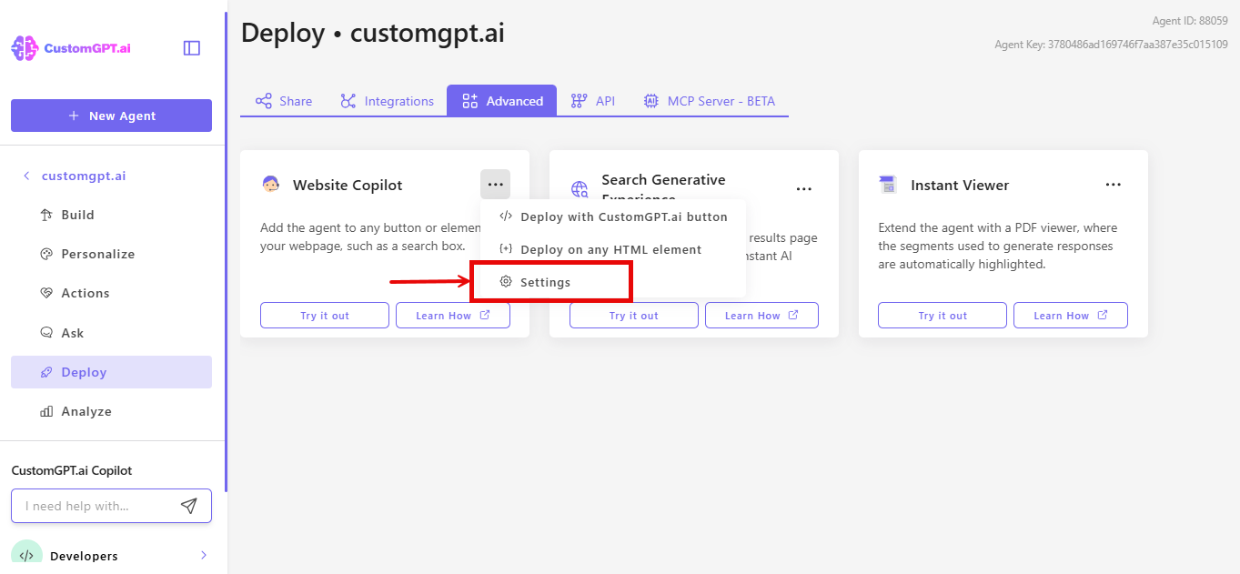Step 4 - Settings option